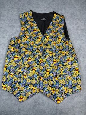 Vintage Winnie the Pooh Silk Vest XL Disney Floral Novelty Made England